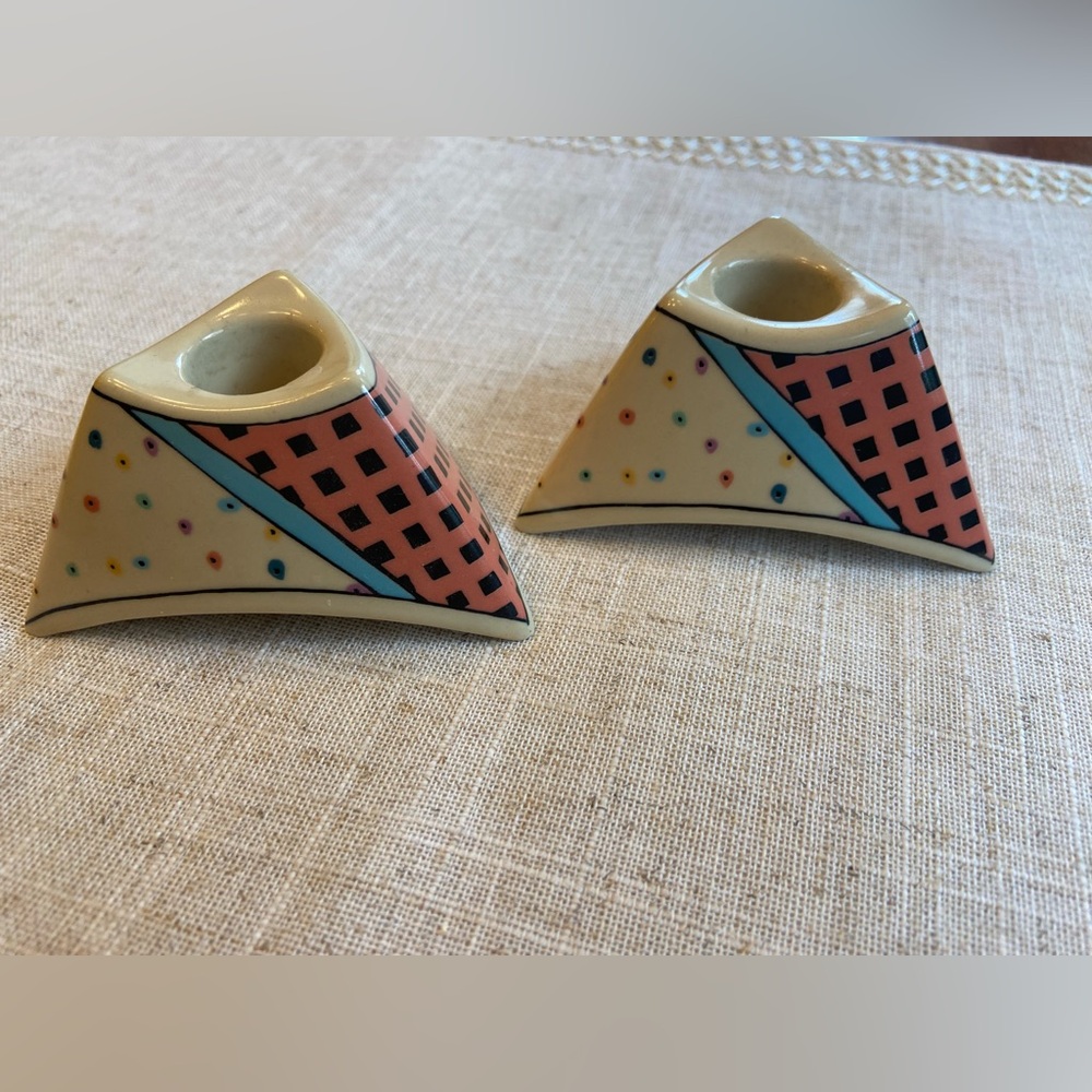 1980s Dorothy Hafner Rosenthal FLASH Candle holder set, Vintage post-modern era